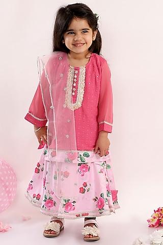 baby pink embroidered lehenga set for girls