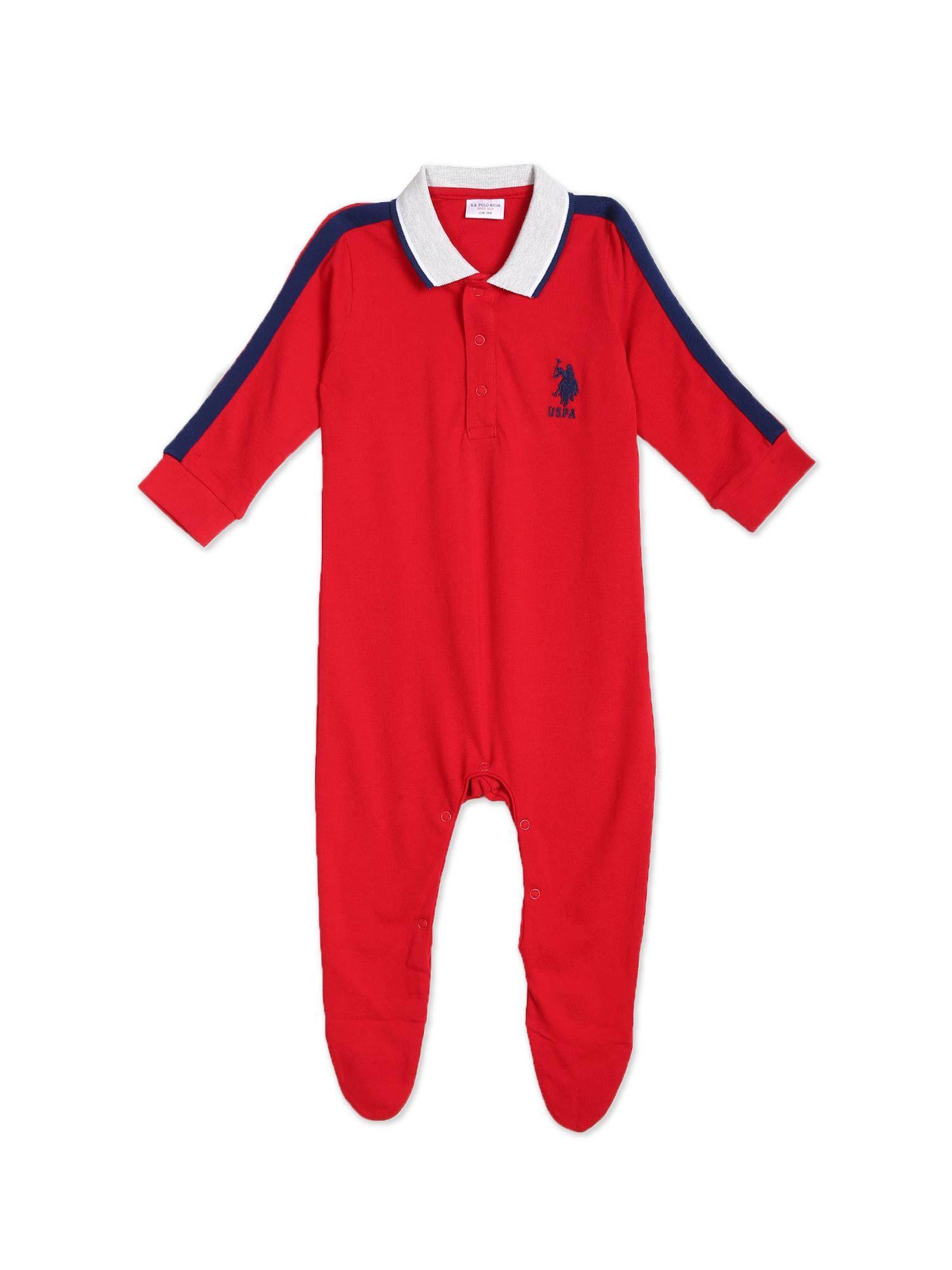 baby-red-polo-collar-solid-bodysuit