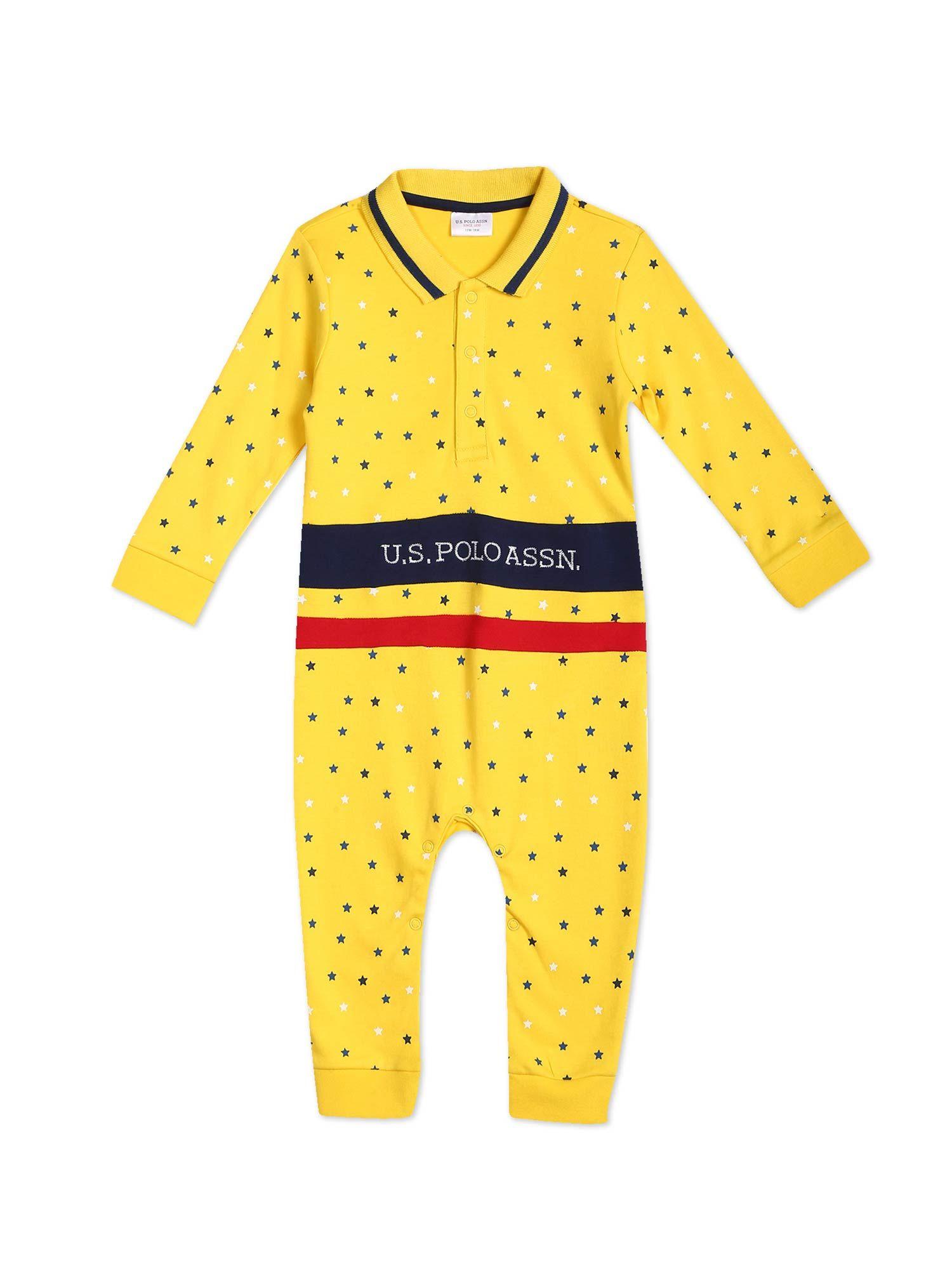 baby-yellow-polo-collar-printed-bodysuit