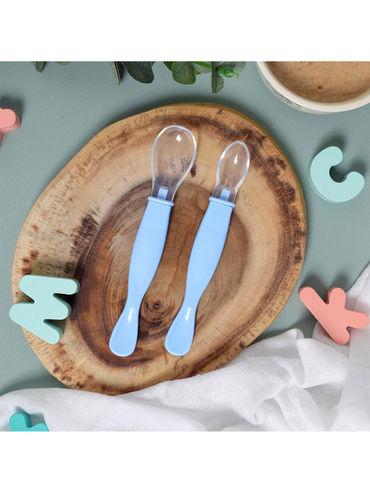 baby blue soft silicone spoon - 2 pack