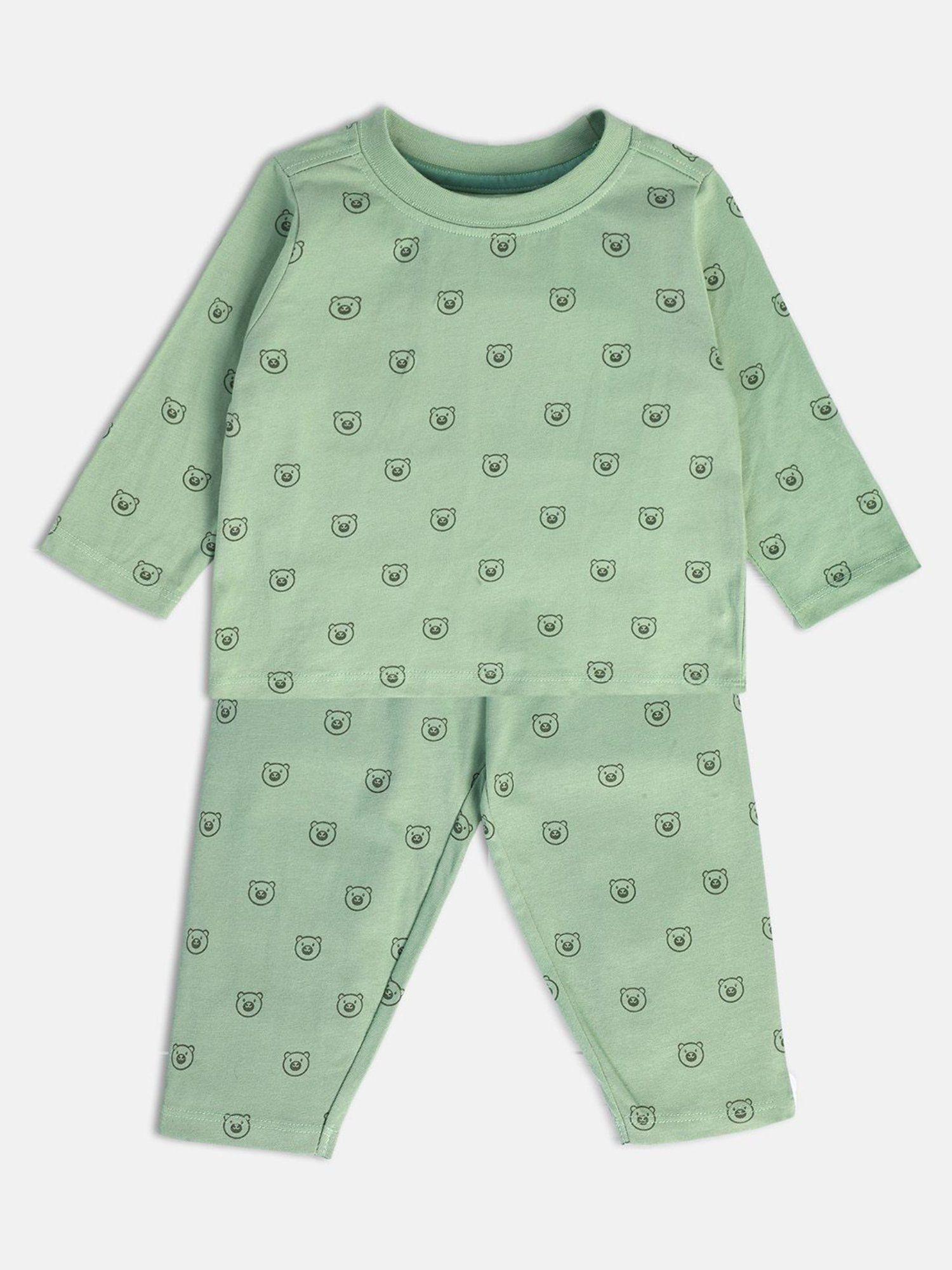 baby boys green t-shirt and trousers (set of 2)