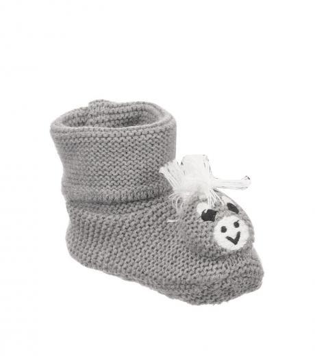 baby boys grey donkey knitted booties