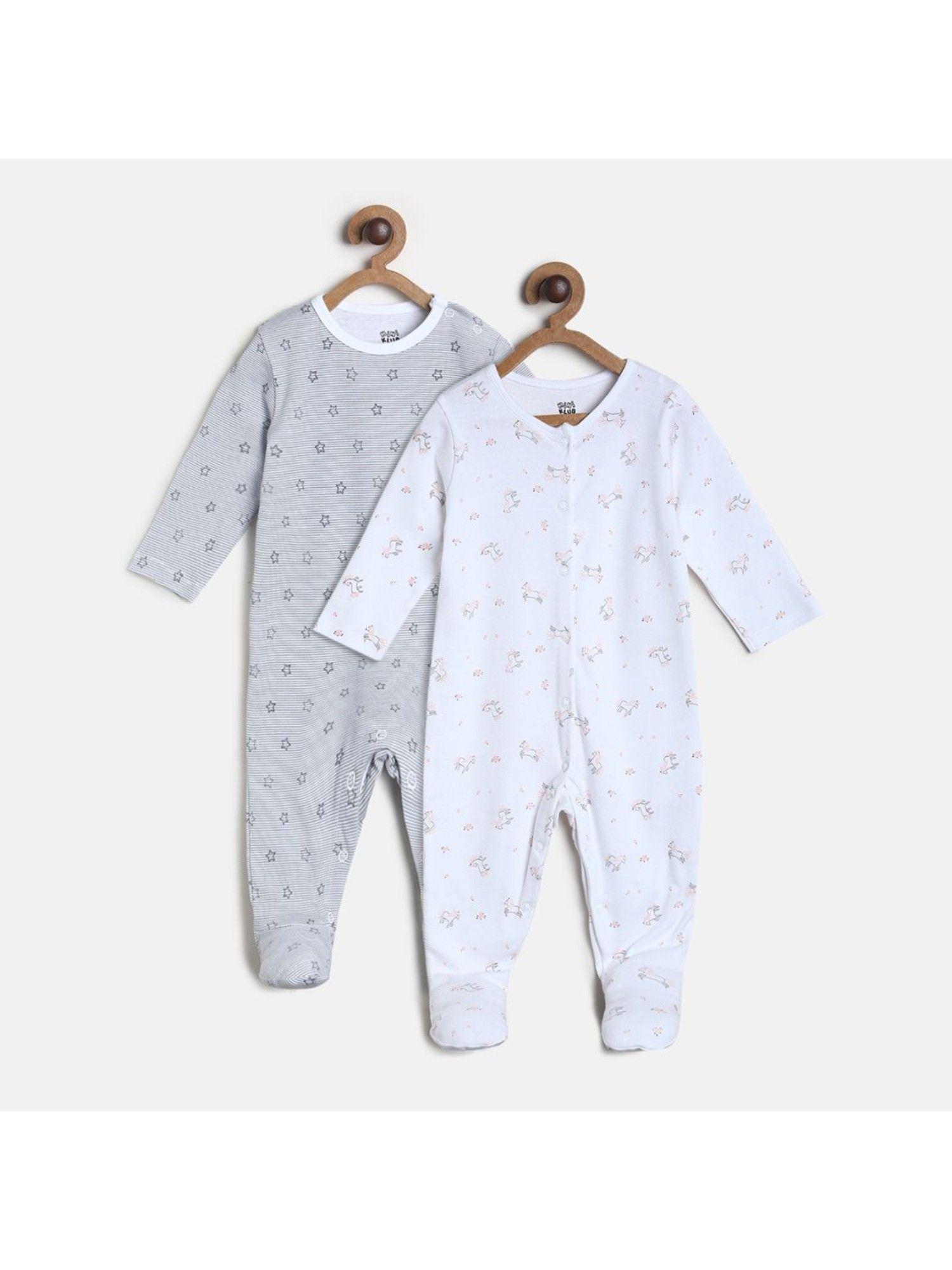 baby boys grey sleep suit (set of 2)