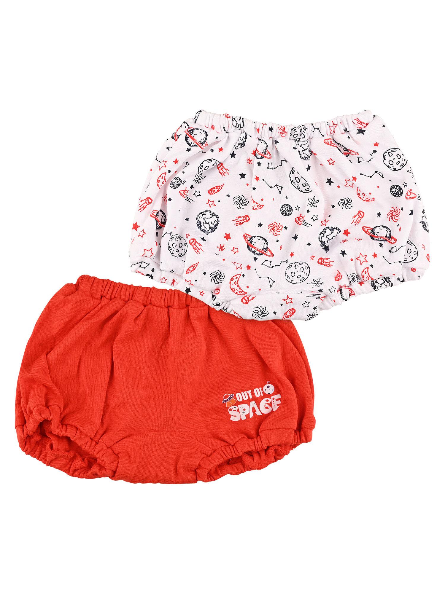 baby boys printed bloomer brief underwear red and beige (pack of 2)