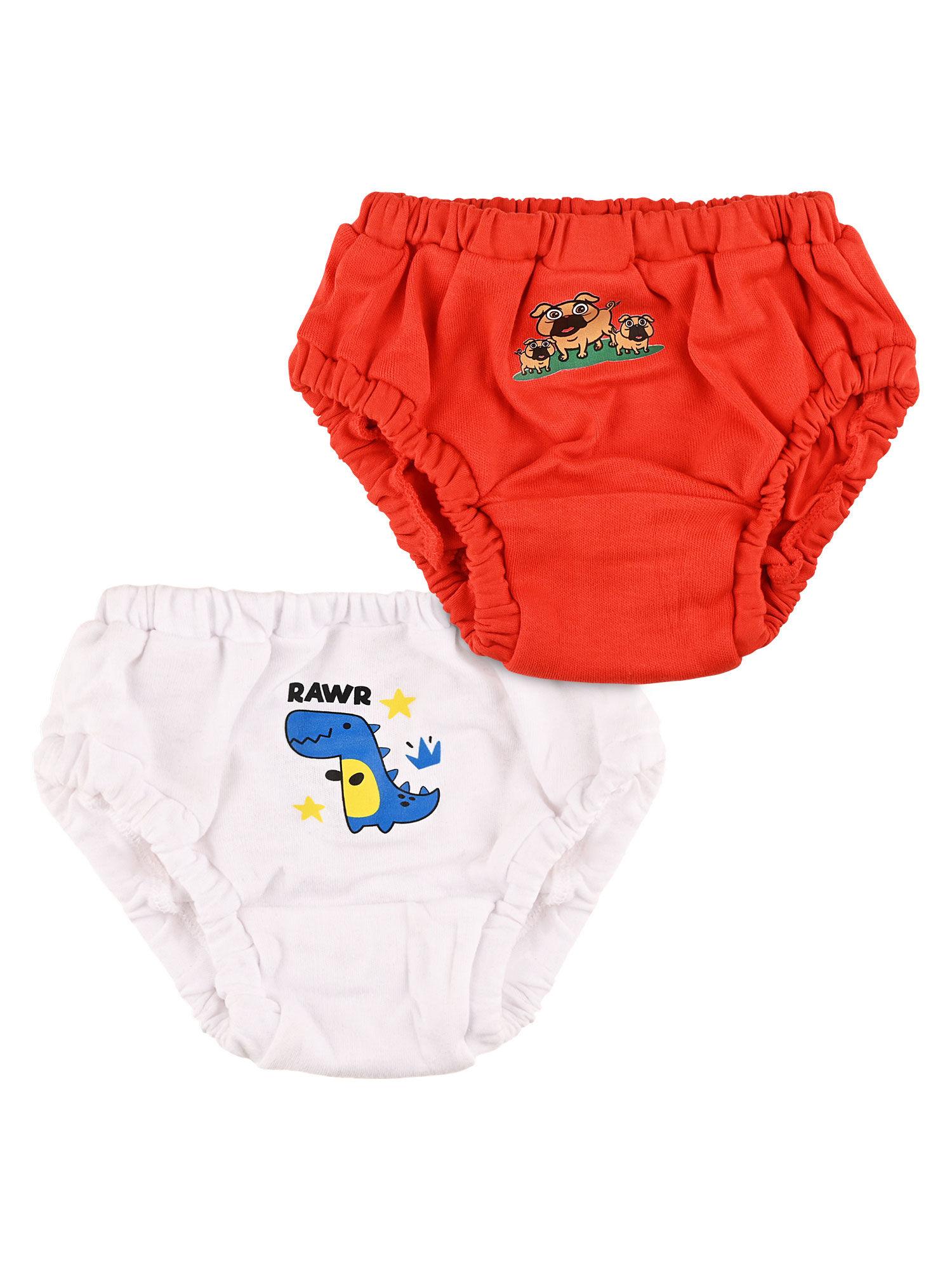baby boys printed bloomer brief underwear red and white (pack of 2)