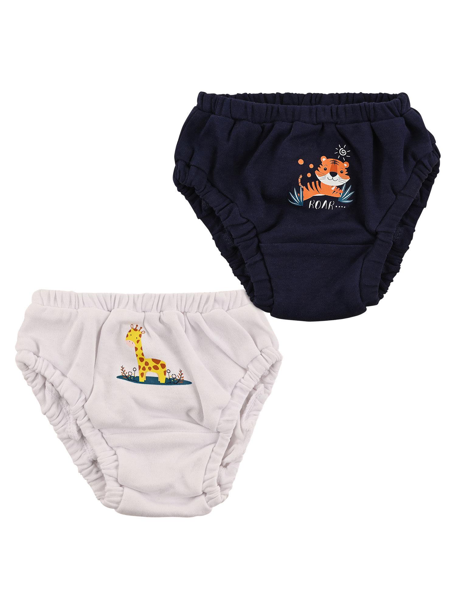 baby boys printed bloomer brief underwear white and black (pack of 2)