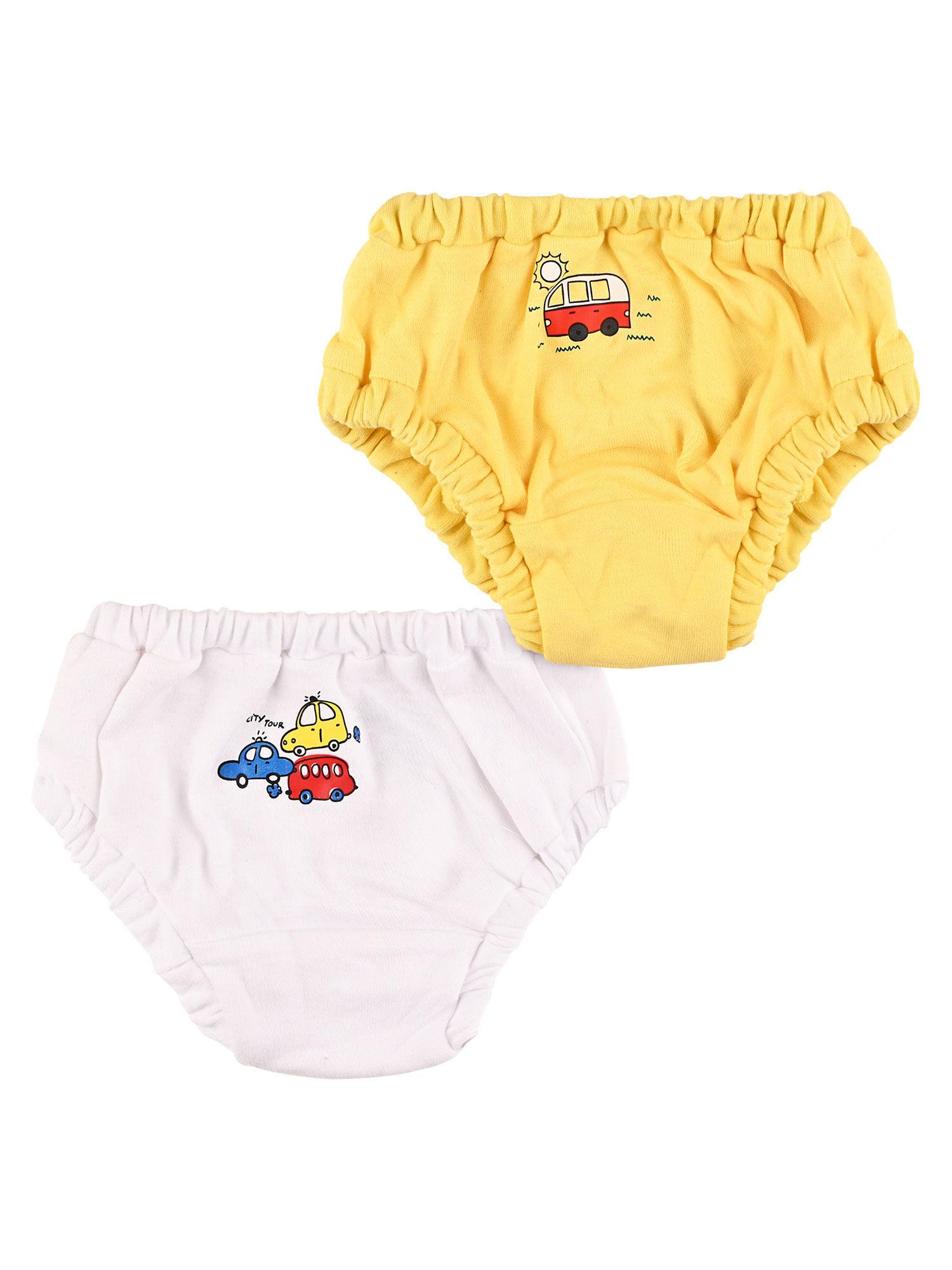 baby boys printed bloomer brief underwear yellow and white (pack of 2)