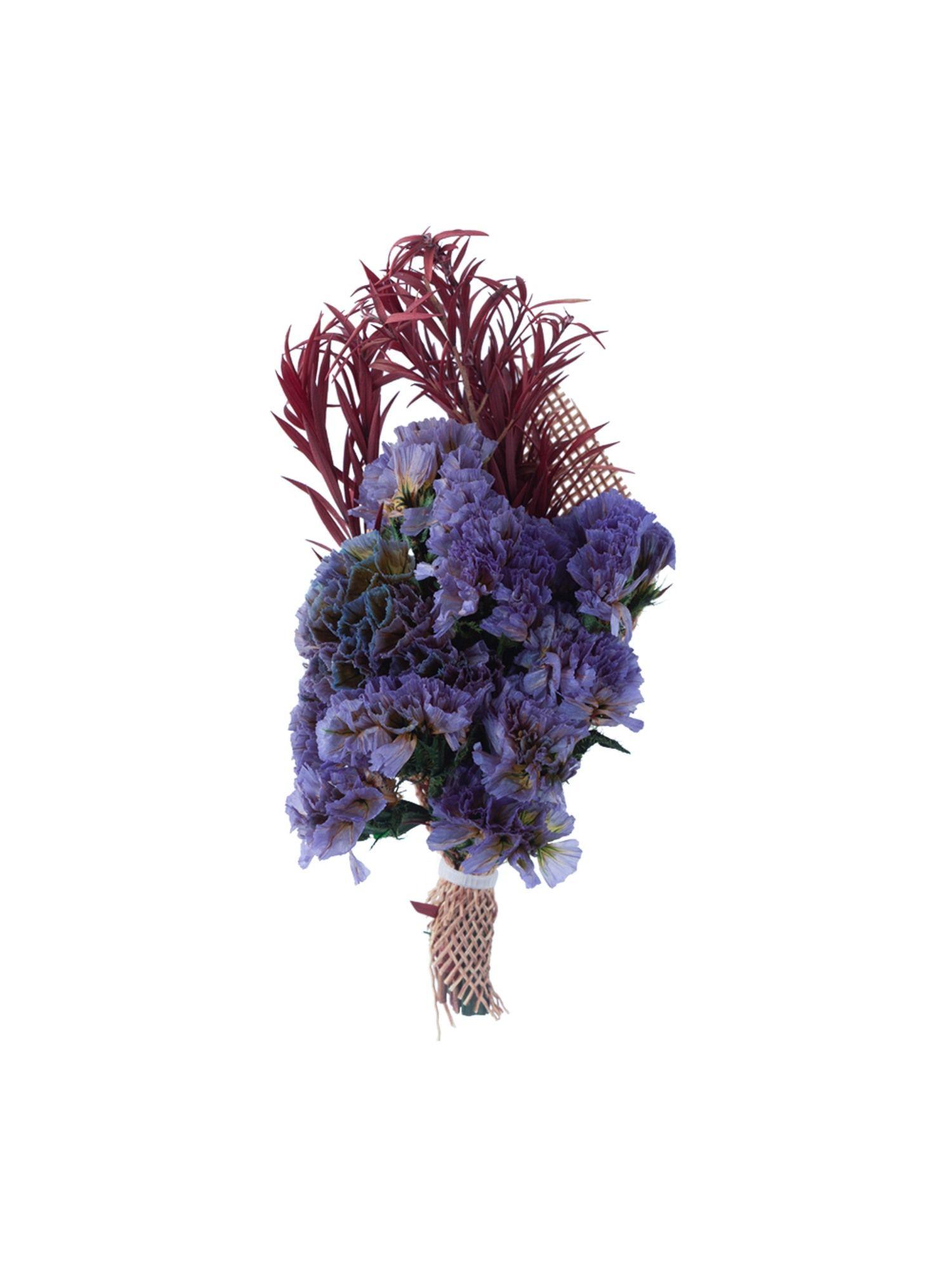 baby breath purple flower with red leave boutonniere
