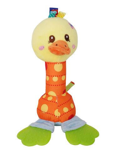 baby duckling multicolor soft rattle with teether