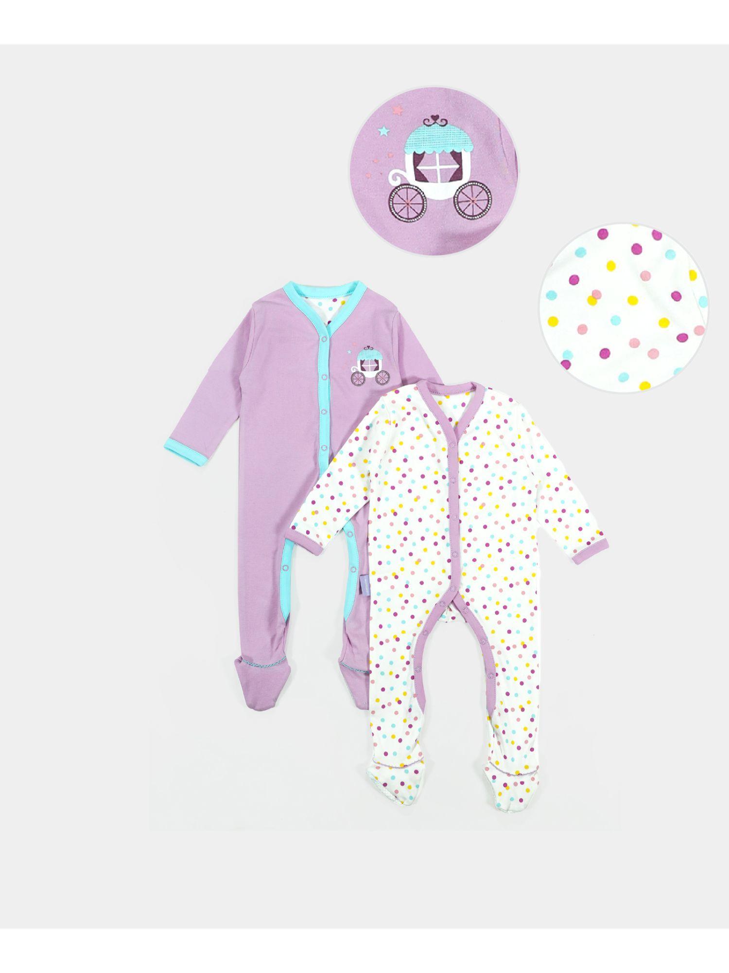 baby girl comfy knitted sleep suit unicorn (pack of 2)