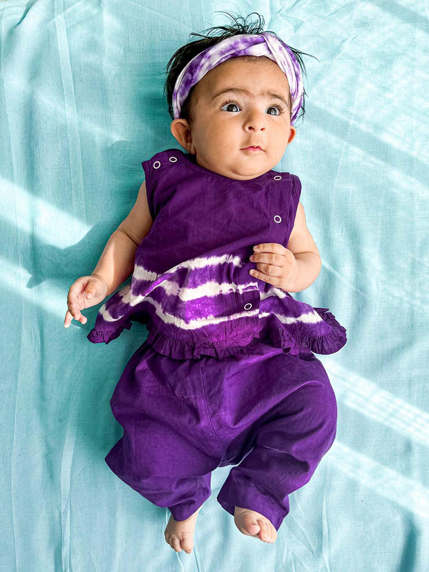 baby girl tie dye stripe - purple (set of 1)
