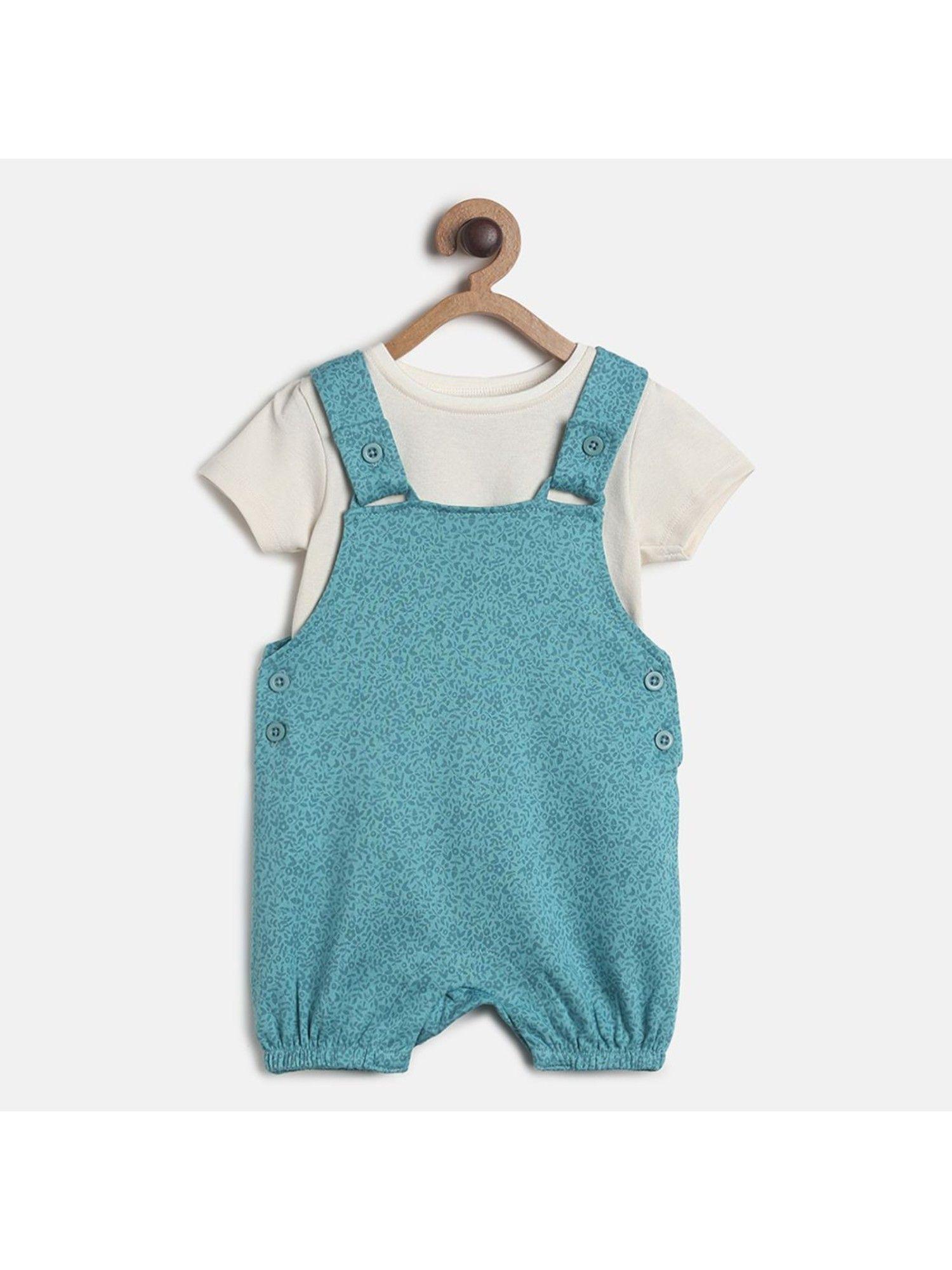 baby girls blue dungaree set (set of 2)