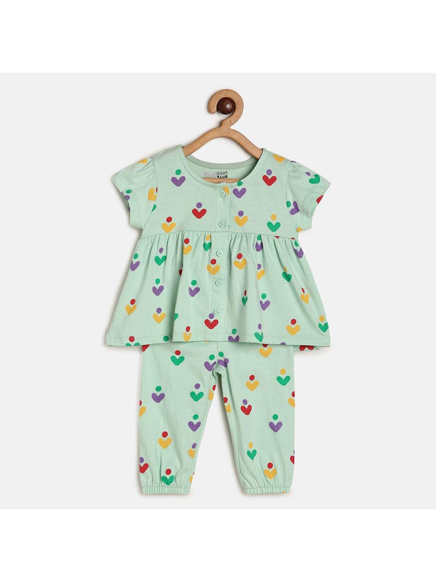 baby girls green top & bottom (set of 2)