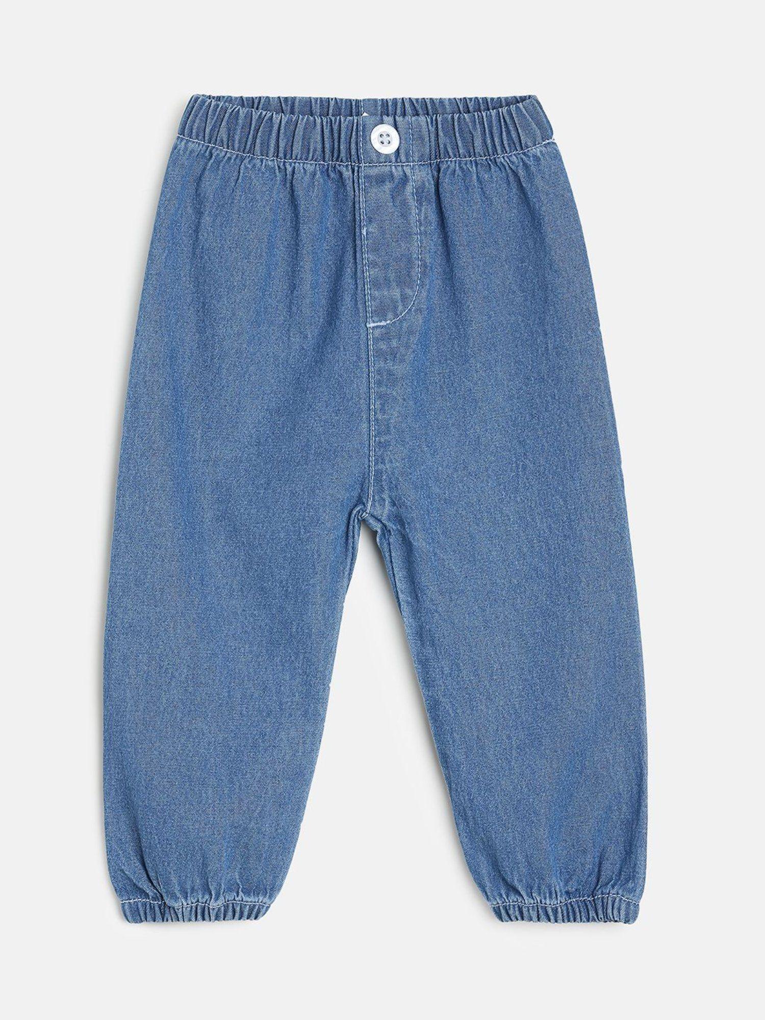 baby girls mid blue woven pant