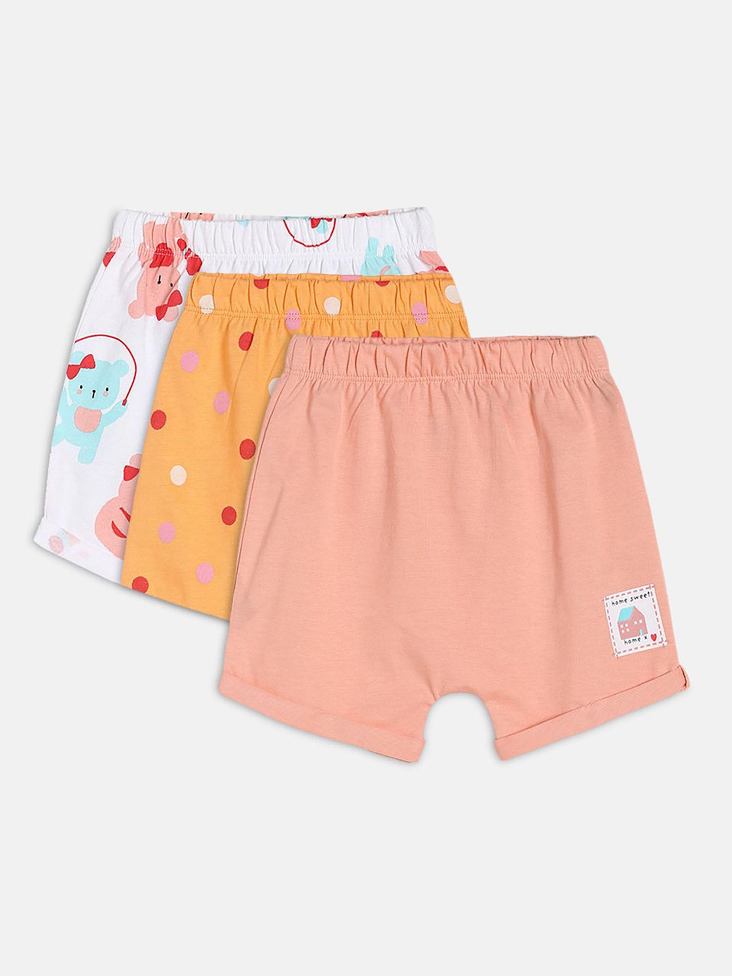baby girls multi-color shorts (pack of 3)