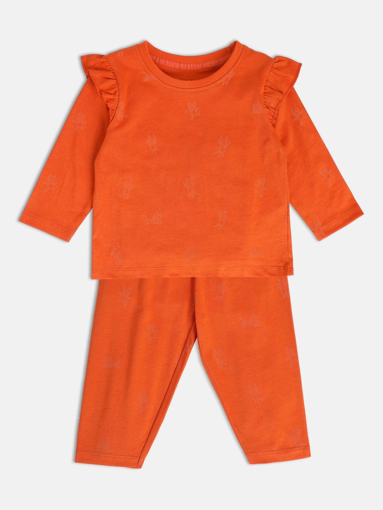 baby girls orange top and trousers (set of 2)