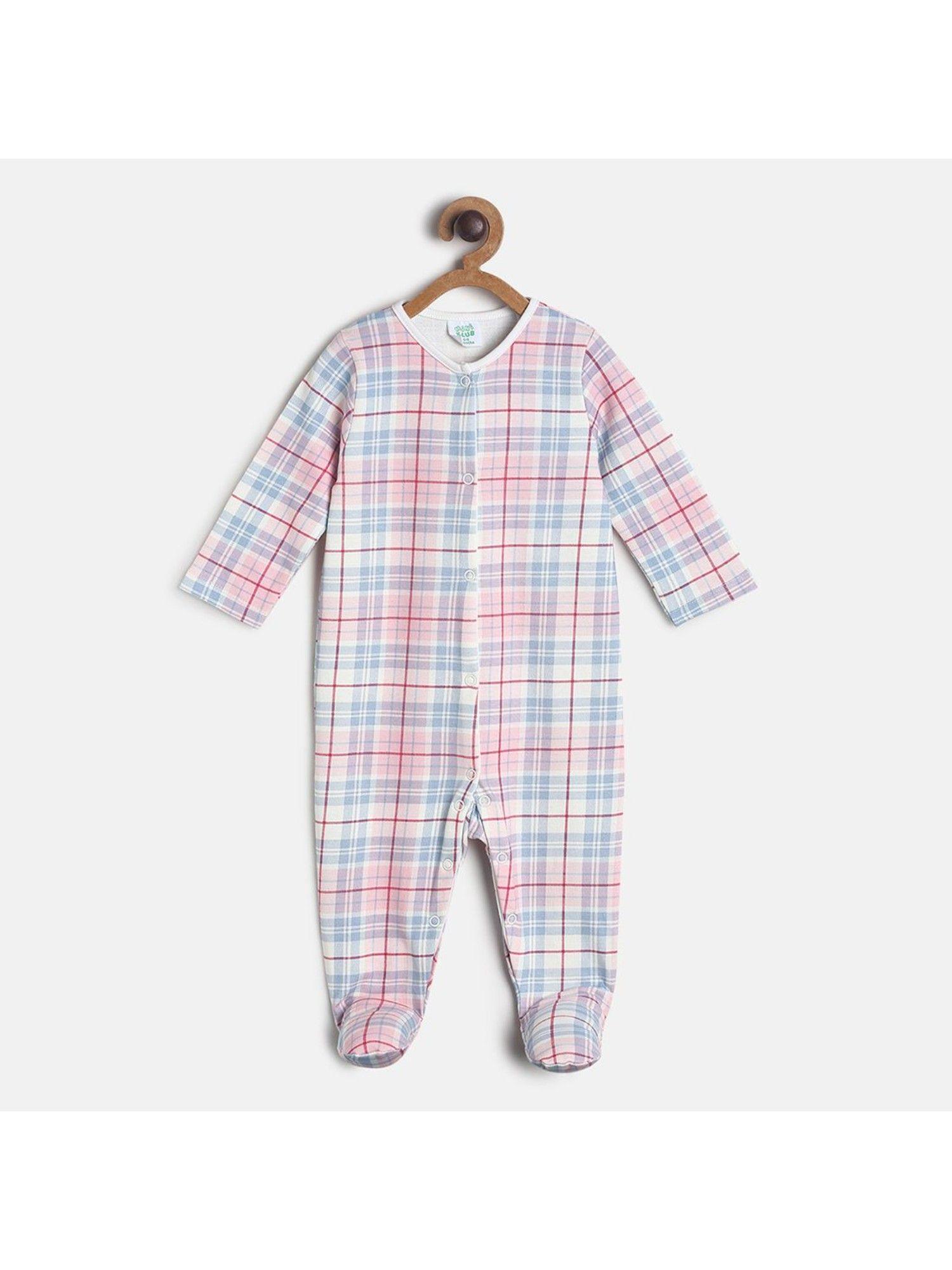 baby girls pink & grey pi grey sleep suit