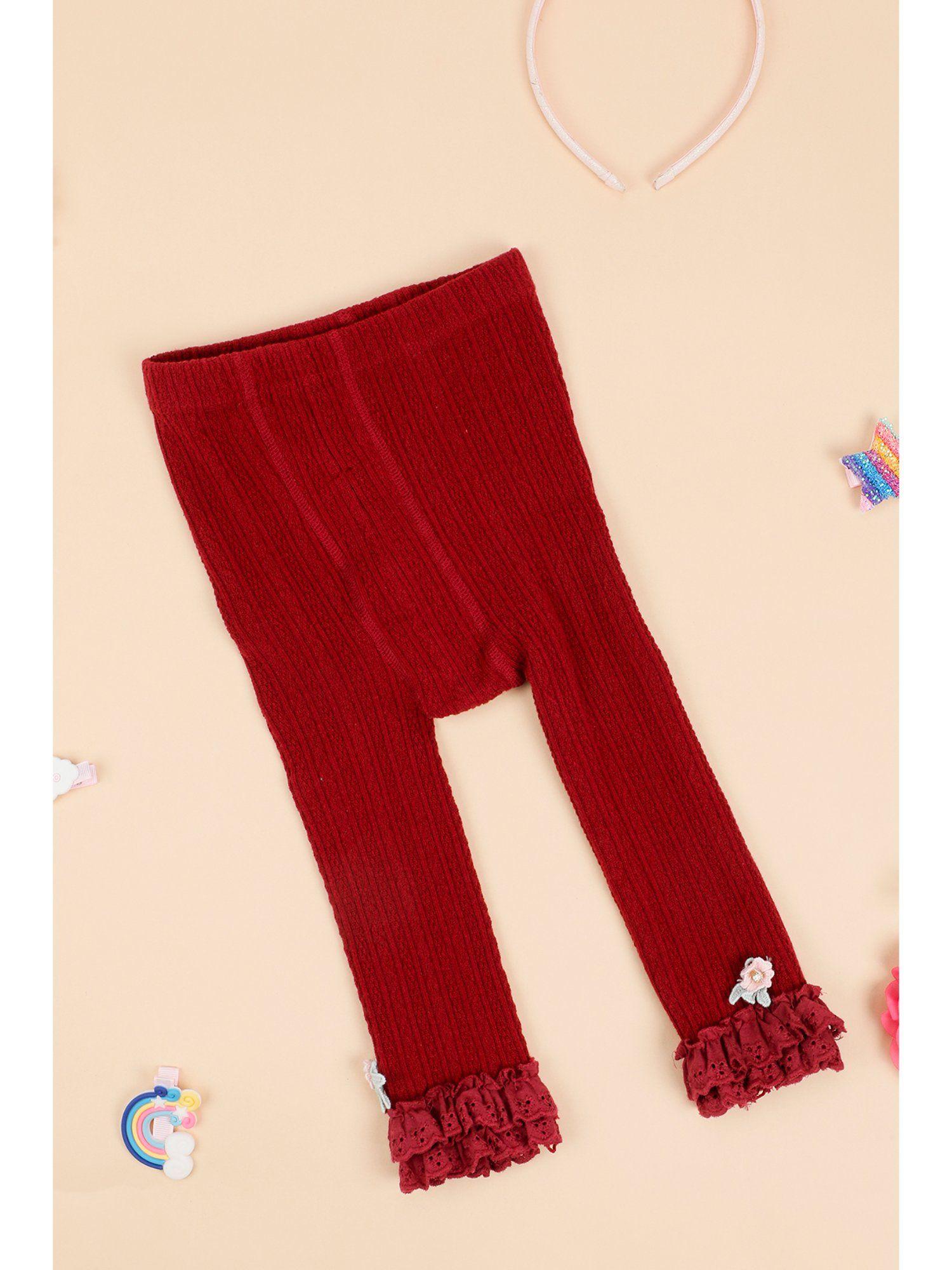 baby girls red textured leggings