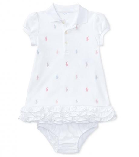 baby girls white embroidered polo dress