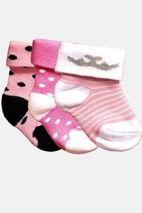 baby infants soft cotton ankle length socks - pack of 3 (0-6 months) - multi