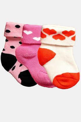 baby infants soft cotton ankle length socks - pack of 3 (0-6 months) - multi