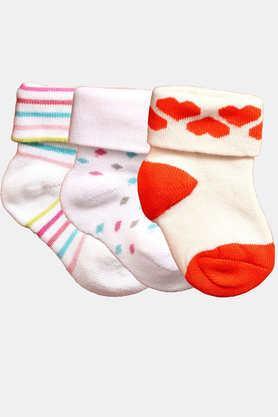 baby infants soft cotton ankle length socks - pack of 3 (0-6 months) - multi