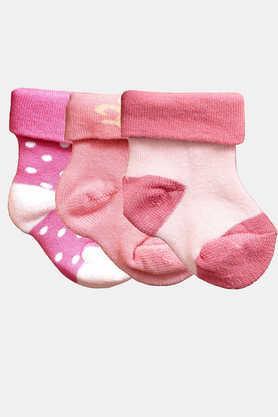 baby infants soft cotton ankle length socks - pack of 3 (0-6 months) - multi