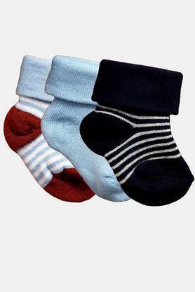 baby infants soft cotton ankle length socks - pack of 3 (0-6 months) - multi