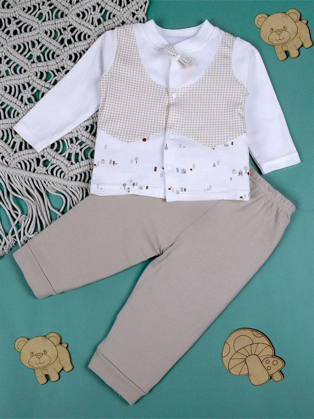 baby moo boys printed pure cotton shirt with trousers