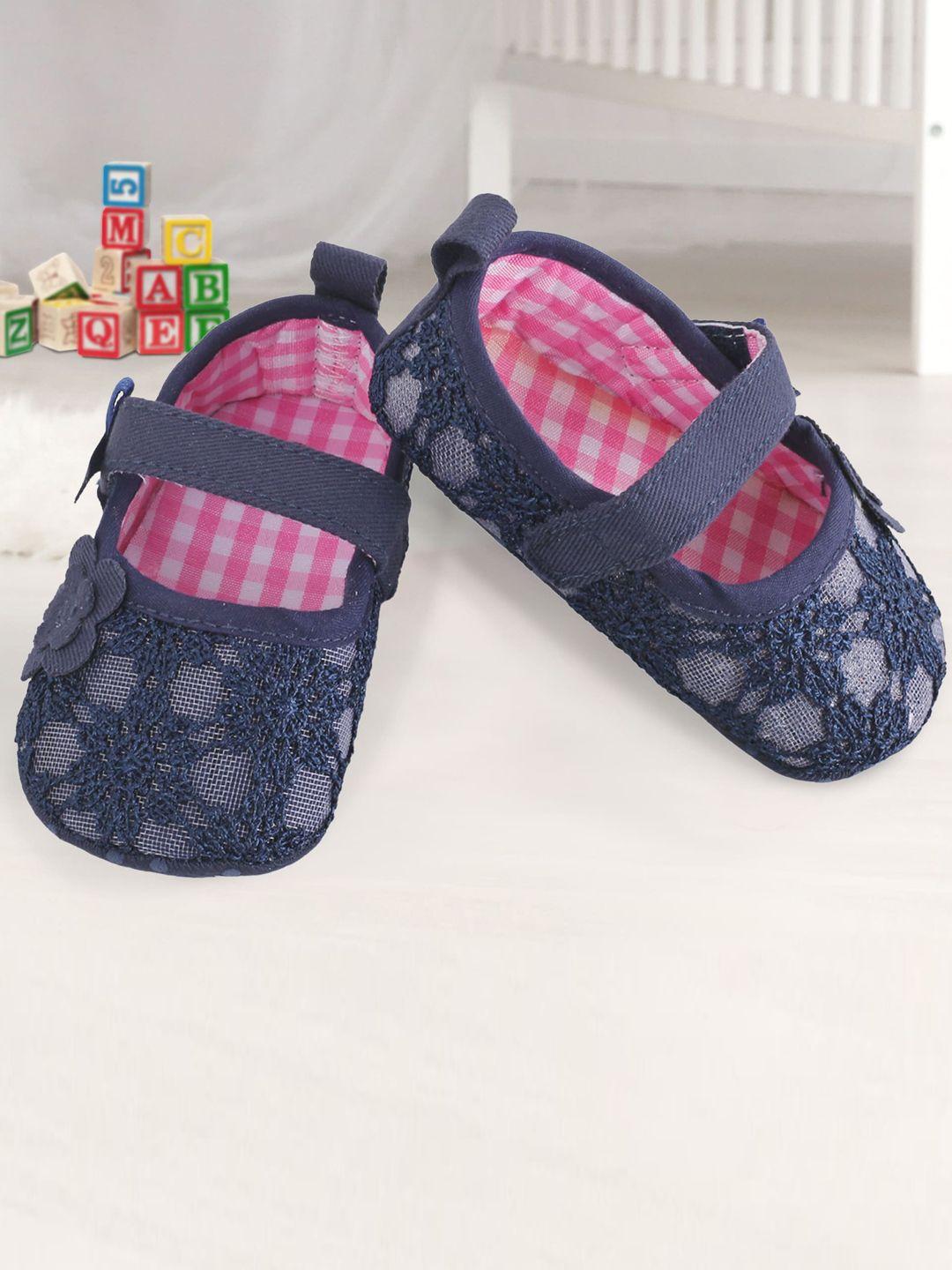 baby moo girls blue floral lace booties