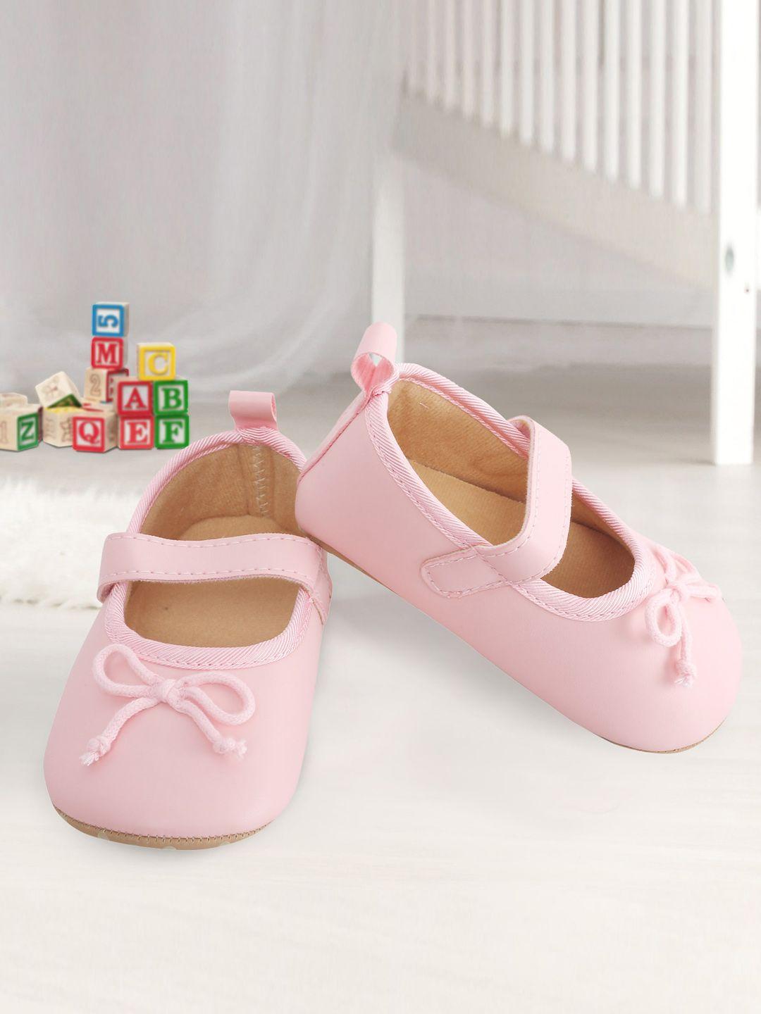 baby moo girls pink dressy bow solid booties