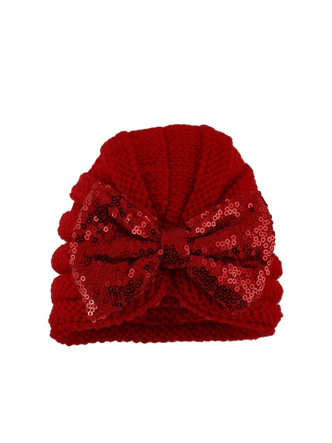 baby moo girls red  partywear turban cap