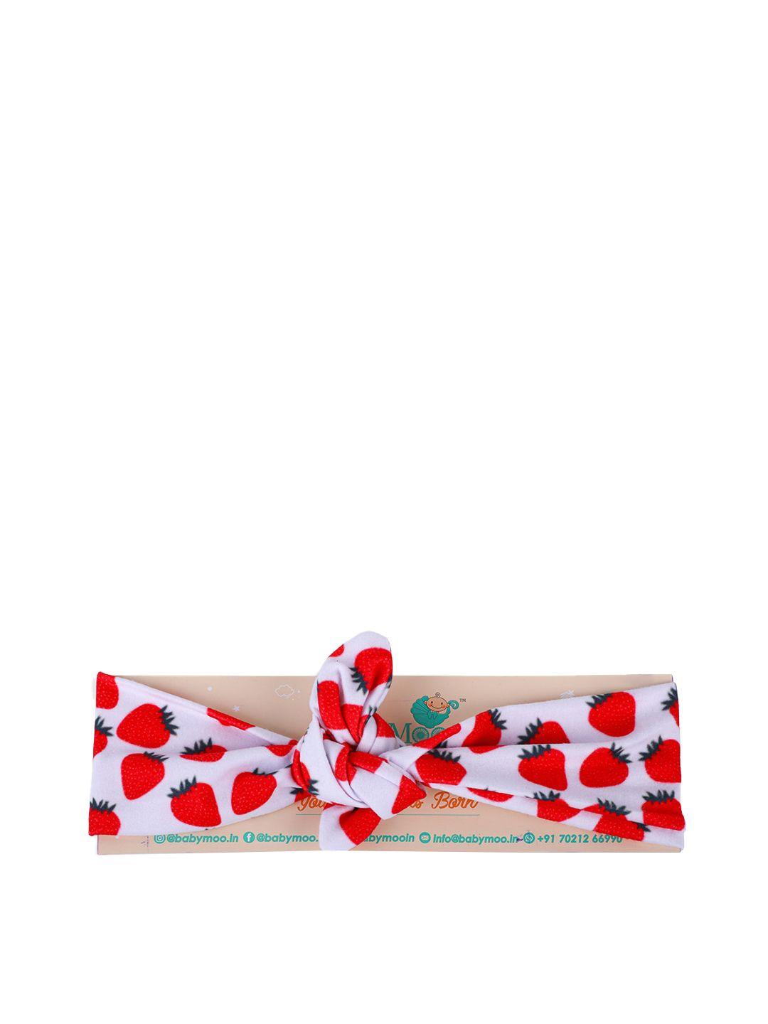 baby moo girls red printed knot design headband