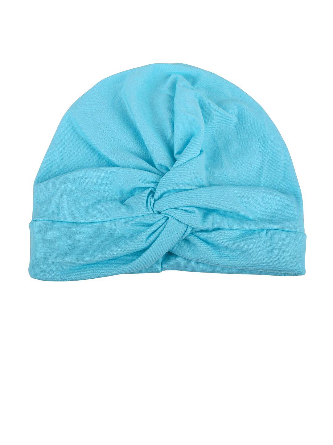baby moo girls turquoise blue solid cotton beanie cap