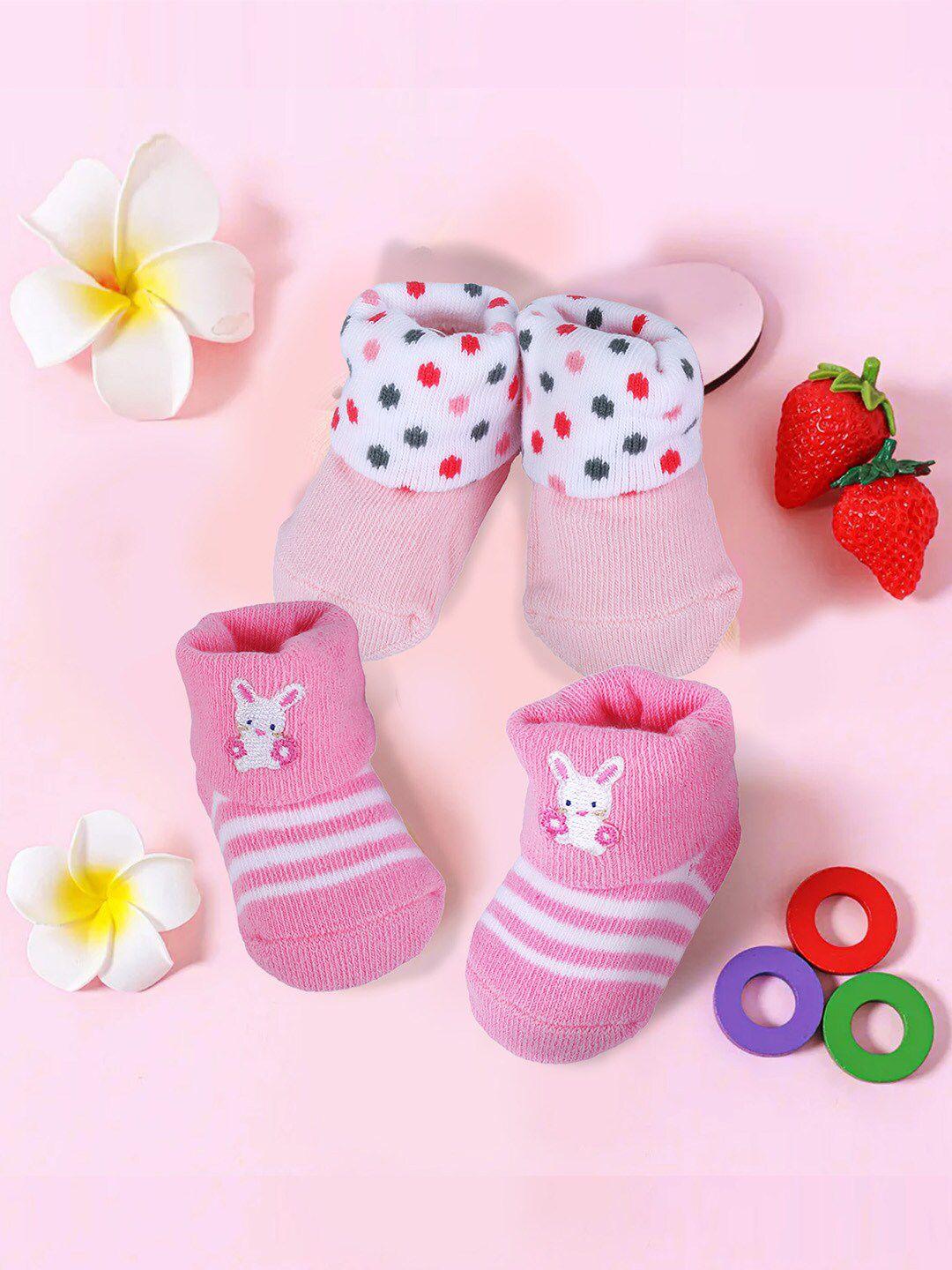 baby moo infant girls pack of 2 self-designed cotton breathable ankle-length socks