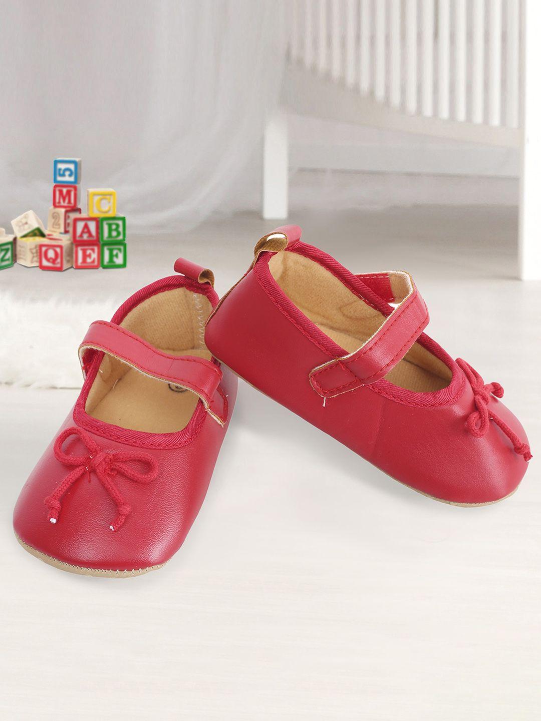baby moo infant girls red solid booties