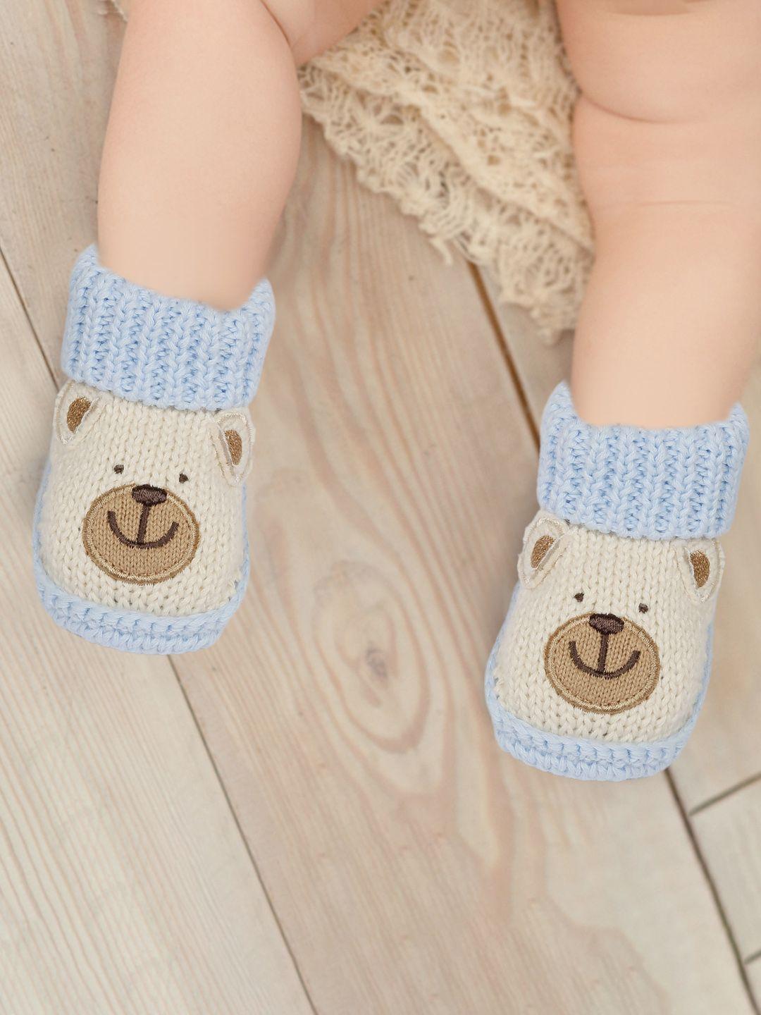 baby moo infant kids blue printed  crochet socks organic cotton booties