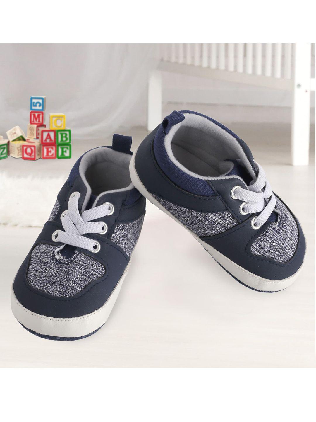 baby moo infant kids blue solid lace up booties