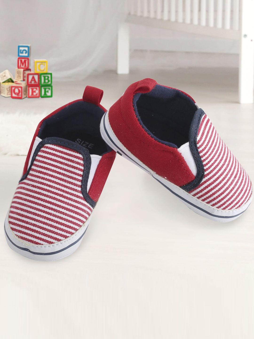 baby moo infant kids red & white striped booties