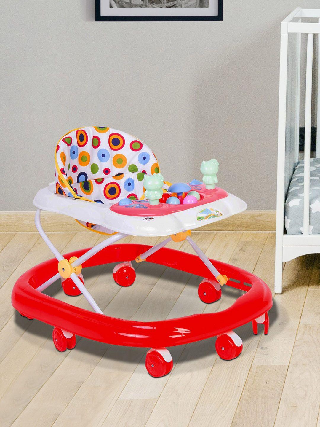 baby moo infant red printed walkers