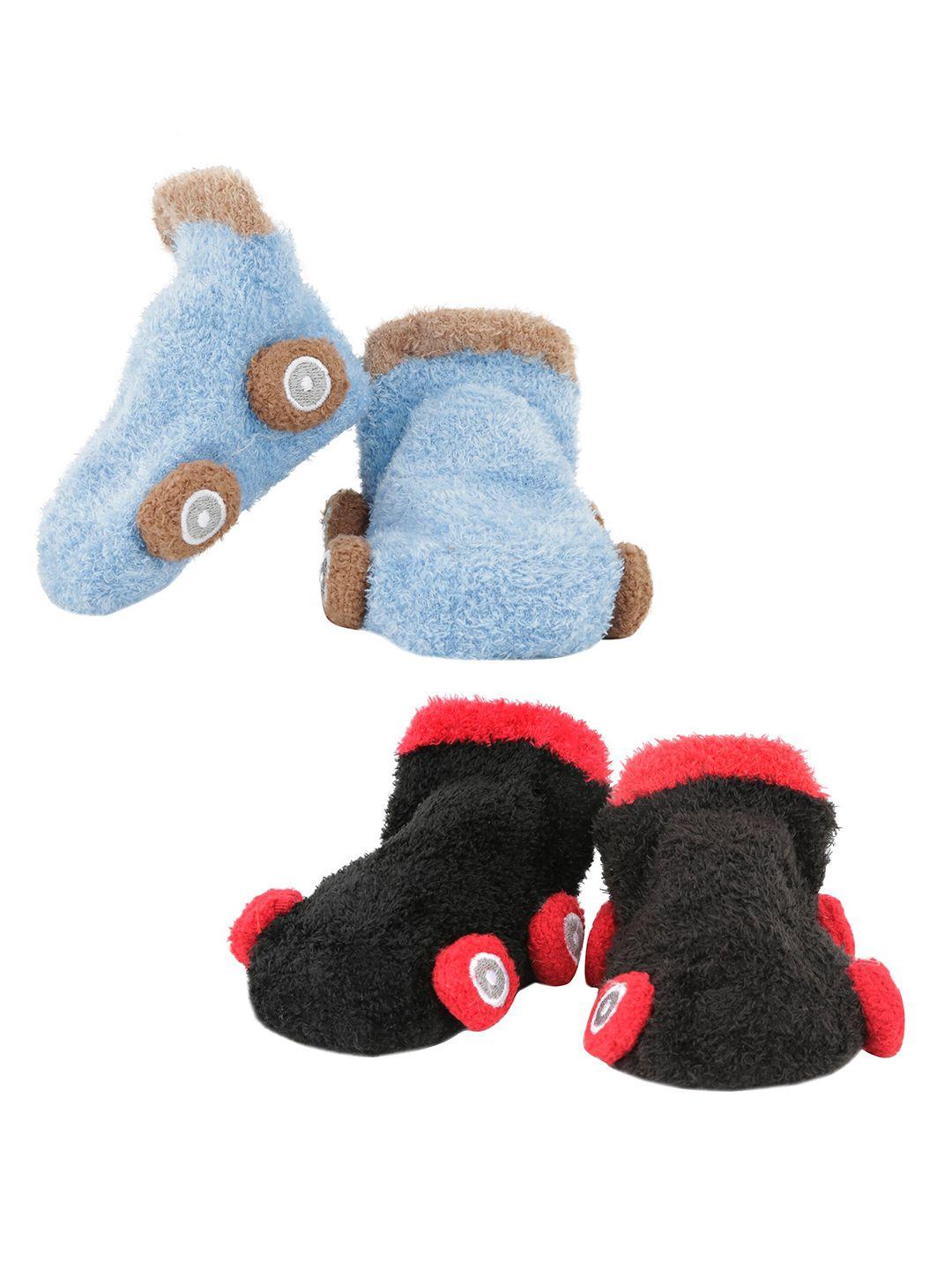 baby moo infants kids pack of 2 blue & black solid socks