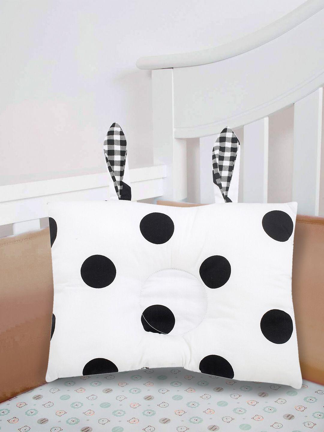 baby moo kids black & white polka dot double sided pillow