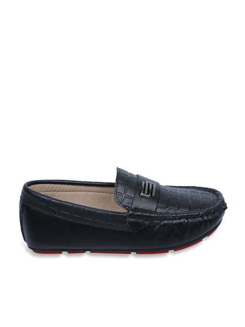 baby moo kids black bash embossed casual loafers