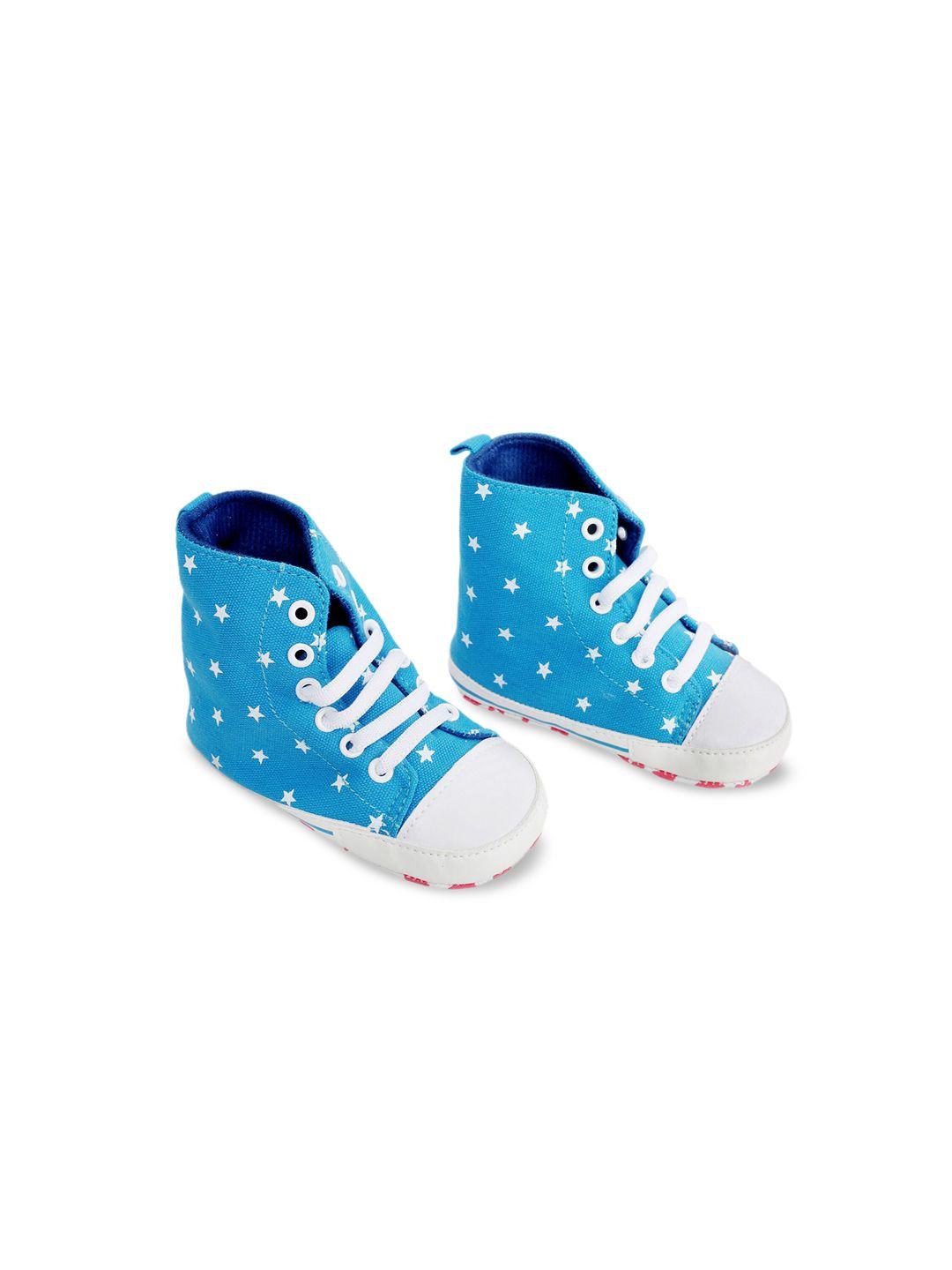 baby moo kids blue & white starry printed booties