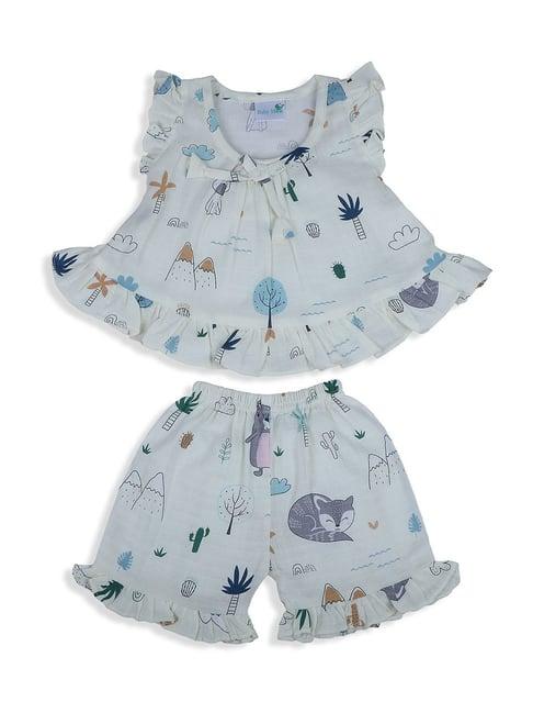 baby moo kids cream printed top set