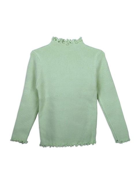 baby moo kids green regular fit full sleeves sweater