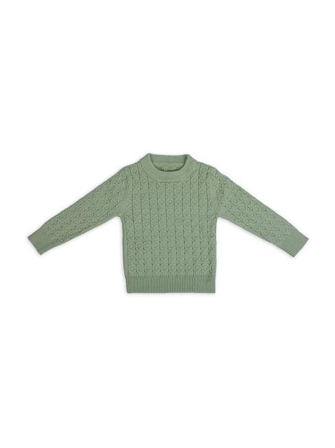 baby moo kids olive green textured pattern full sleeves sweater