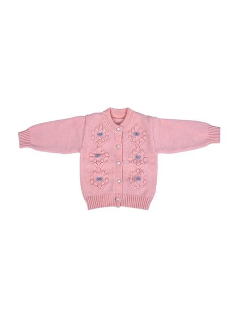 baby moo kids pink applique full sleeves sweater