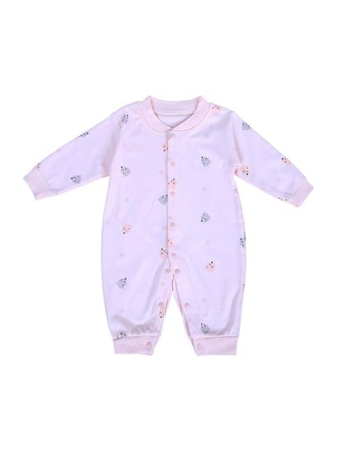 baby moo kids pink cotton printed full sleeves bodysuit