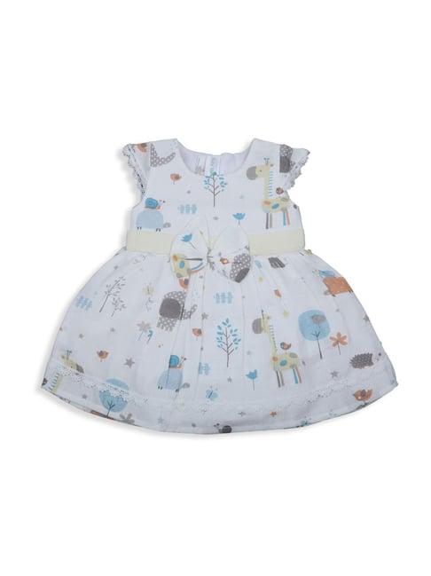 baby moo kids white & yellow printed dress